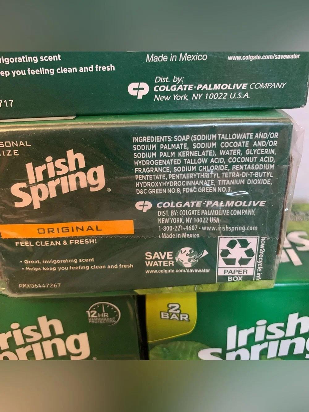Share Irish Spring 9 BARS 3.75 oz ORIGINAL Scent Deodorant Soap NO FLAXSEED NOS